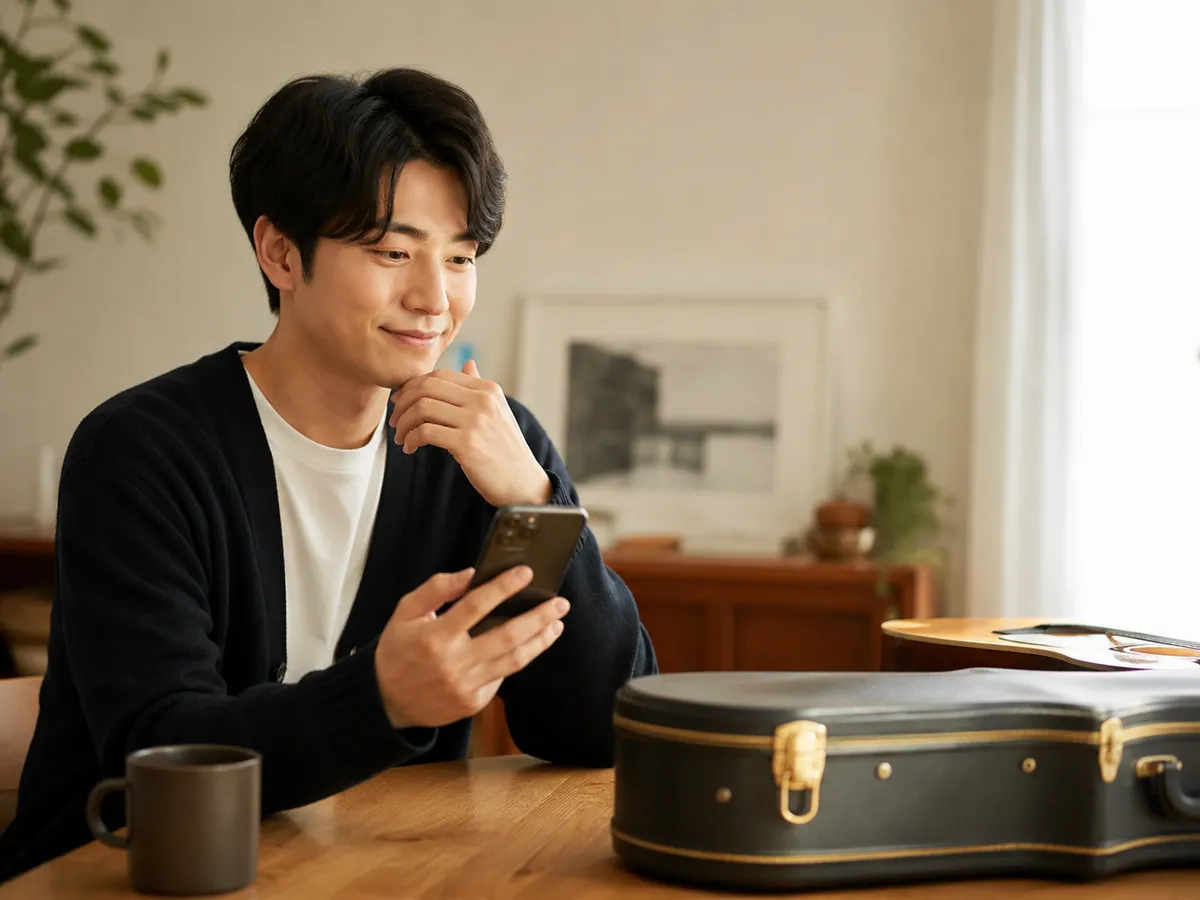使わなくなった楽器を前に、売却を考えるお客様